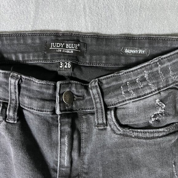 Judy Blue Skinny Fit Peek a Boo Buffalo Plaid Patch Women’s Jeans size 26 - Picture 3 of 12